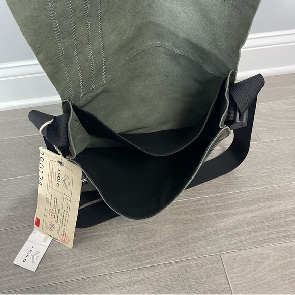 NWT J.FOLD Men’s Messenger Bag SHOULDERED Brown Leather Crossbody White Stripe - Picture 12 of 16